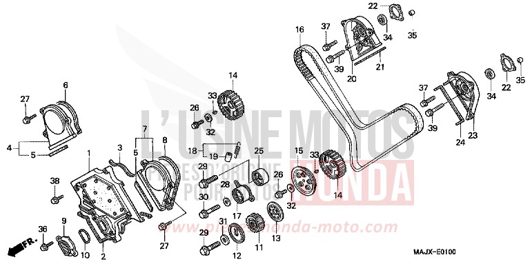 FRONT COVER/TIMING BELT for Pan-European ABS MIDDY BLUE METTALIC (B162) from 2000